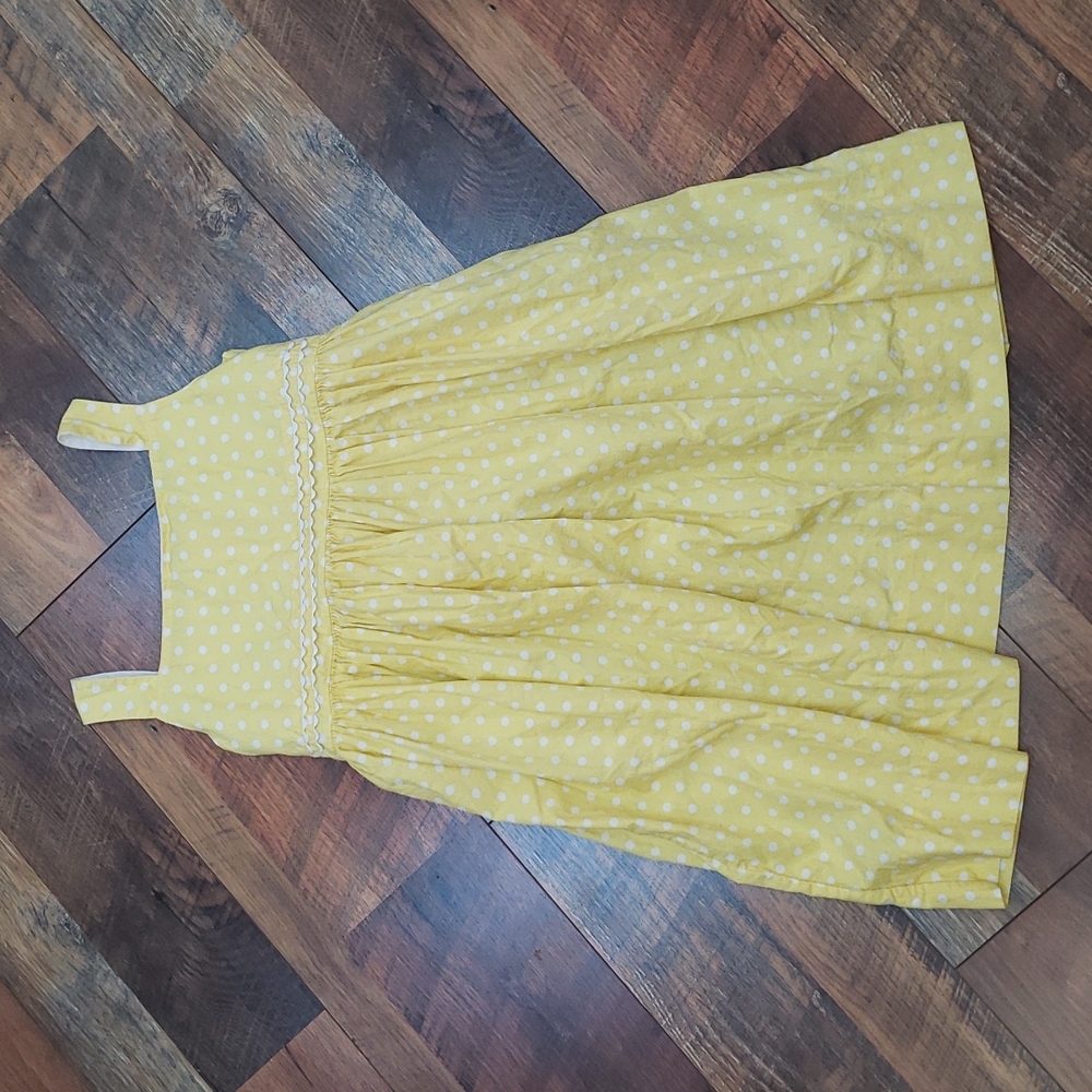 Strasburg Yellow and White Polka Dot Sleeveless Dress, Size 6